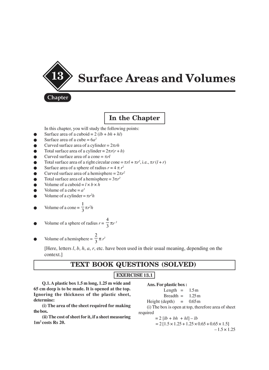 Surface Areas and Volumes - Page 1