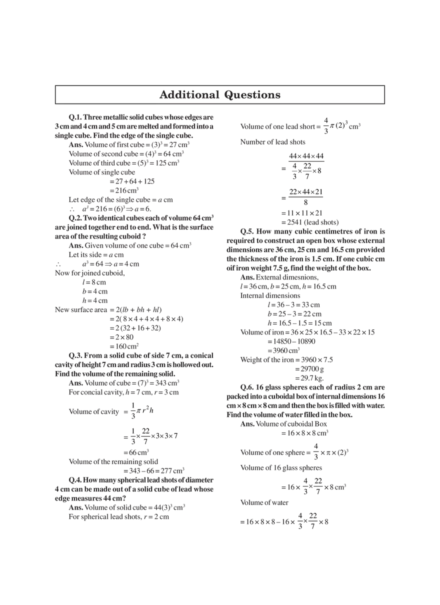 Chapter 13 Surface Areas and Volumes Exercises - Page 8
