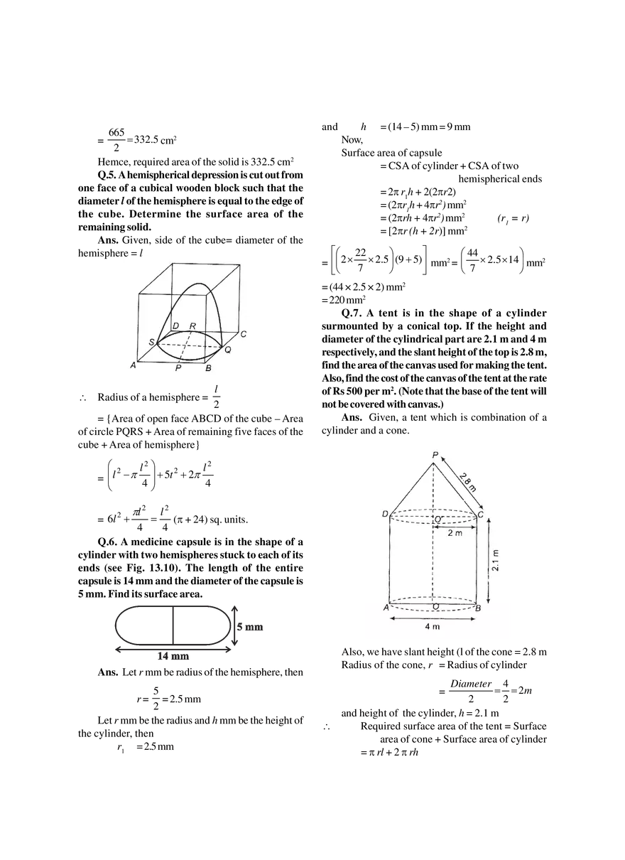 Chapter 13 Surface Areas and Volumes Exercises - Page 11