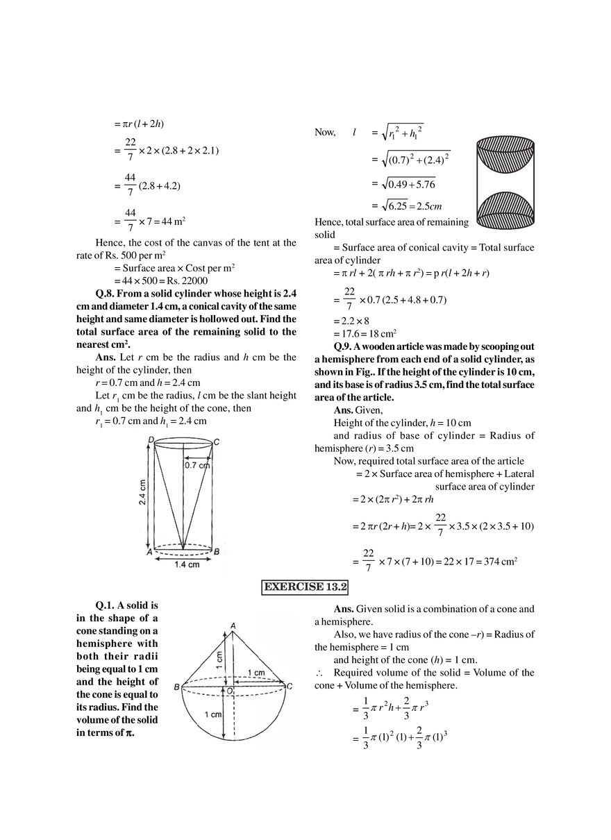 Chapter 13 Surface Areas and Volumes Exercises - Page 12