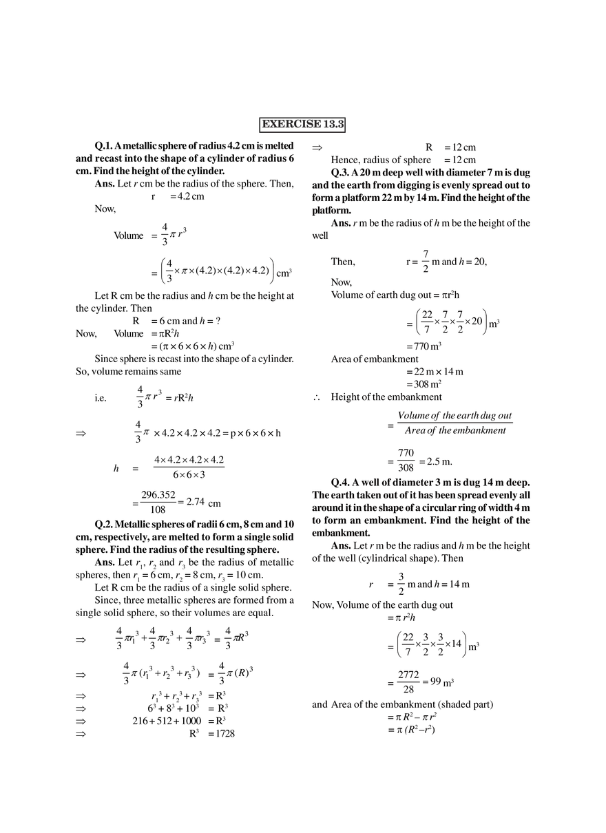 Chapter 13 Surface Areas and Volumes Exercises - Page 16