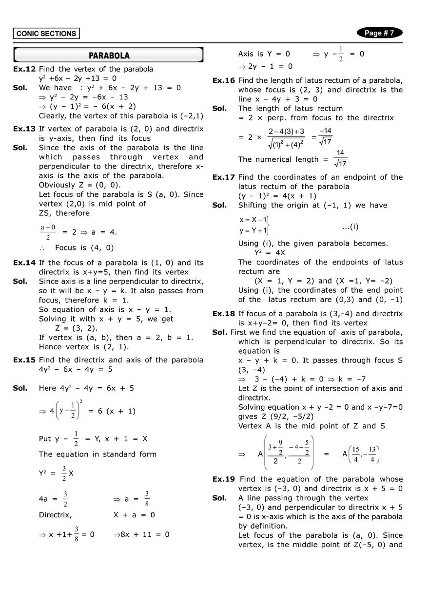 Conic Sections Answers - Page 11