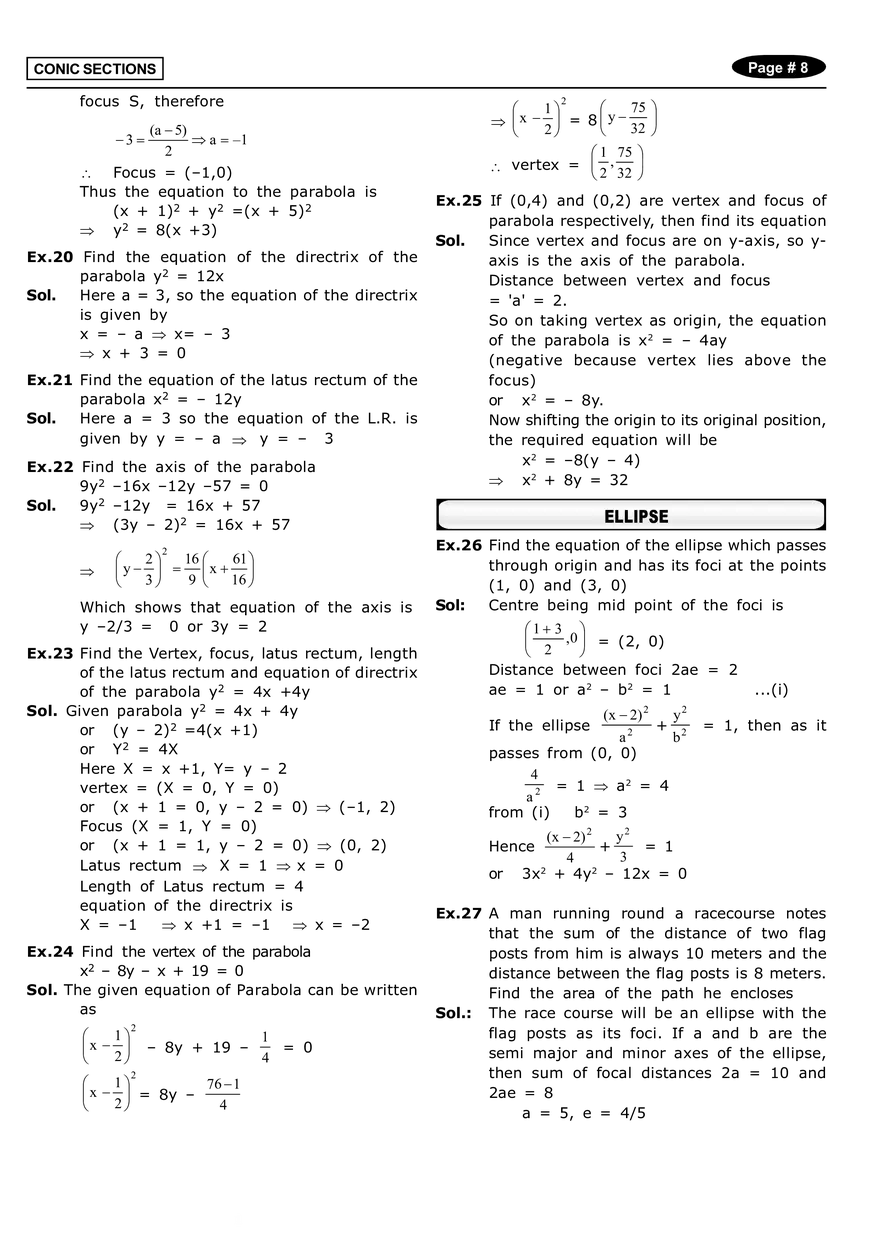 Conic Sections Answers - Page 12