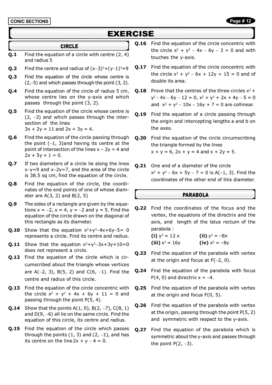 Conic Sections Answers - Page 4