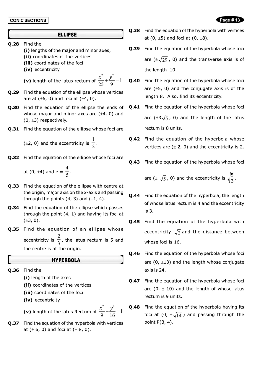 Conic Sections Answers - Page 5