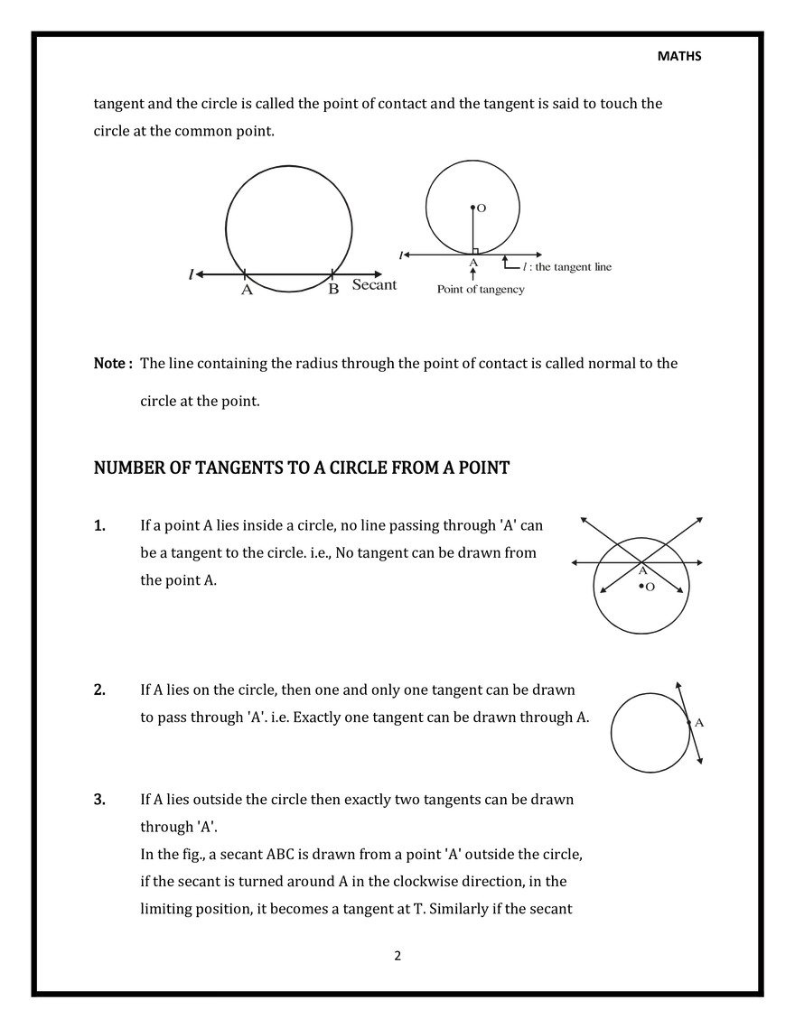 Properties of Tangent to a Circle (Theorem 1 and 2) - Page 2