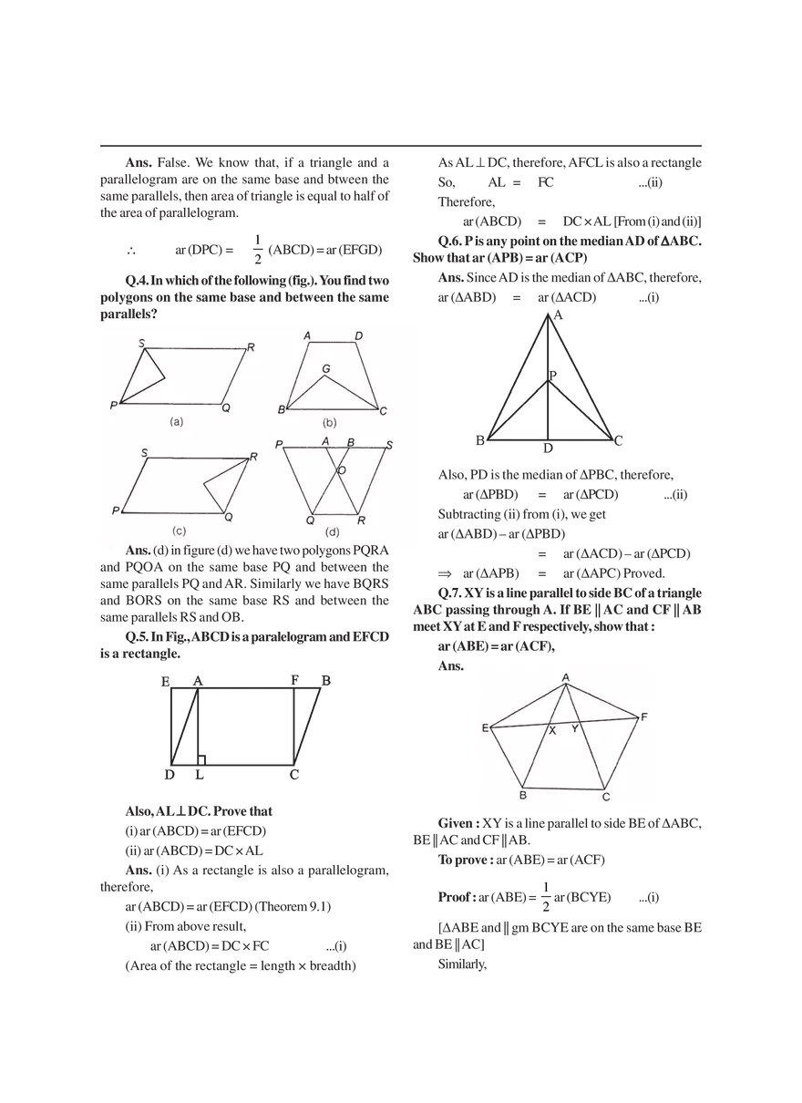 Areas of Parallelograms and Triangles Exercises - Page 7