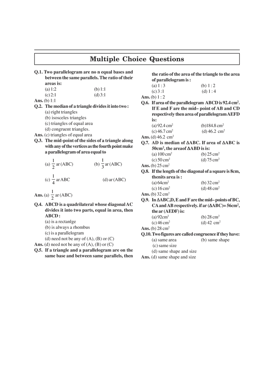 Areas of Parallelograms and Triangles Exercises - Page 9