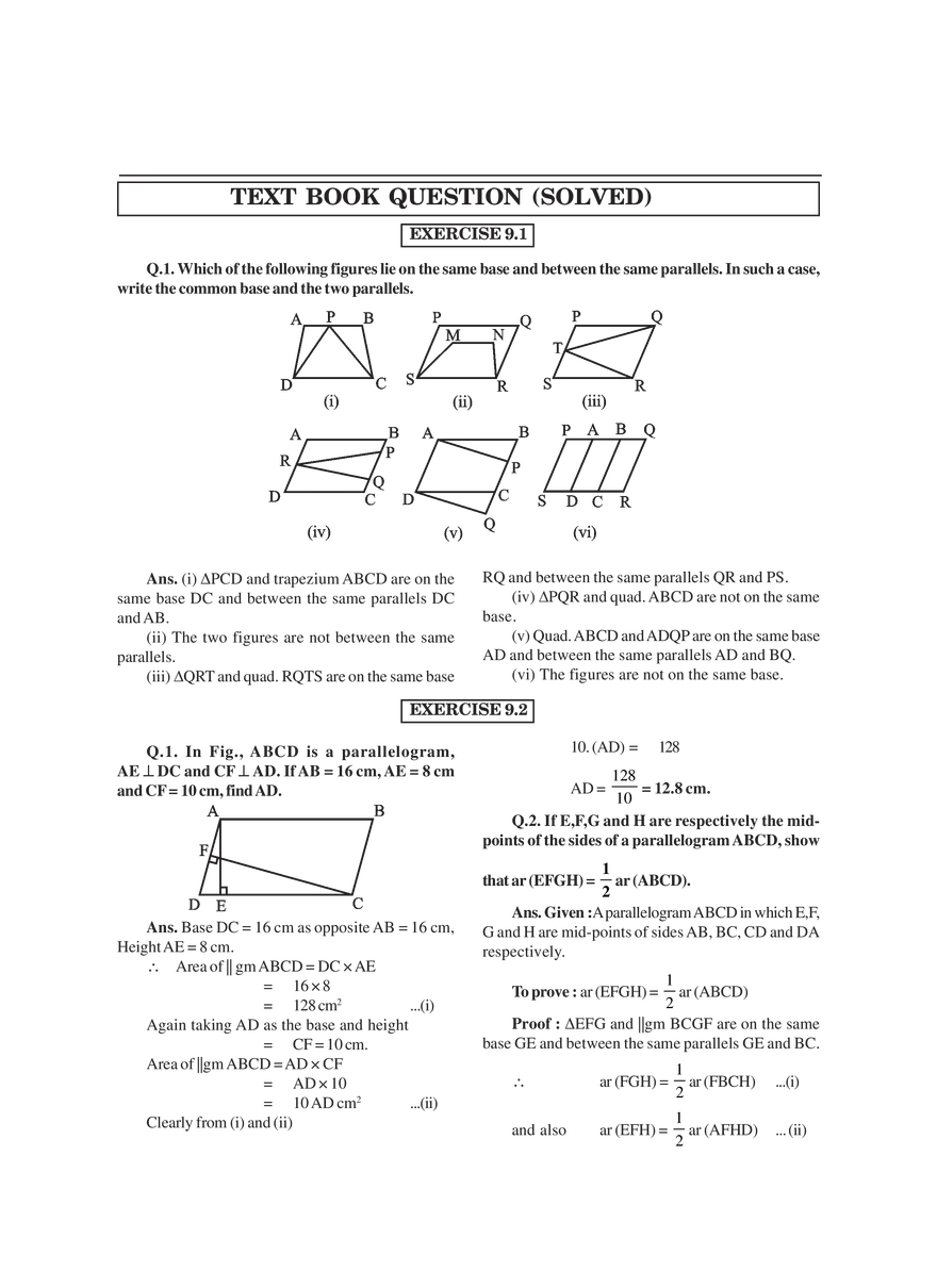 Areas of Parallelograms and Triangles Exercises - Page 2