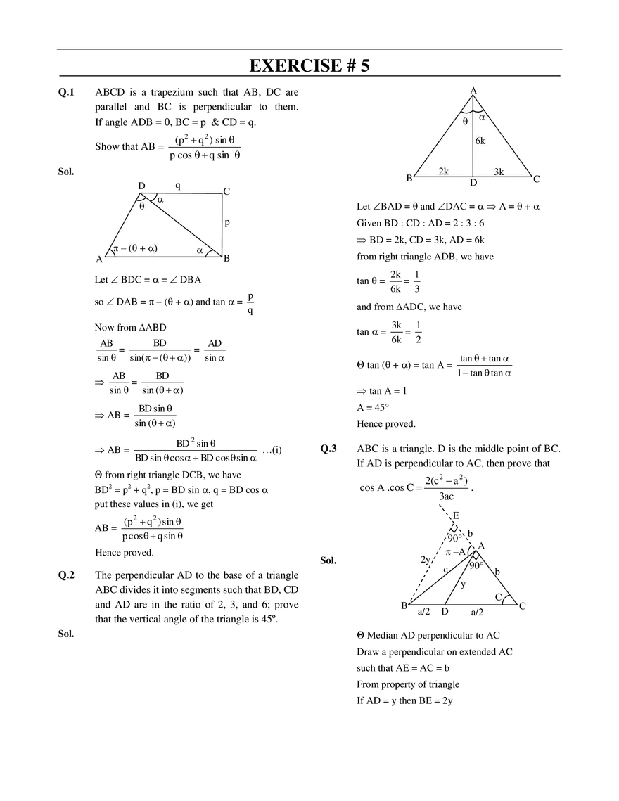 Properties of Triangle Exercise # 5 - Page 1