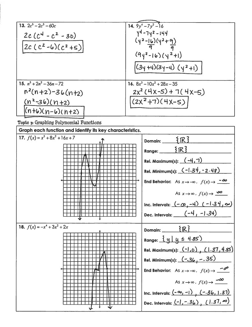 Unit 5 Test Polynomial Functions - Page 2