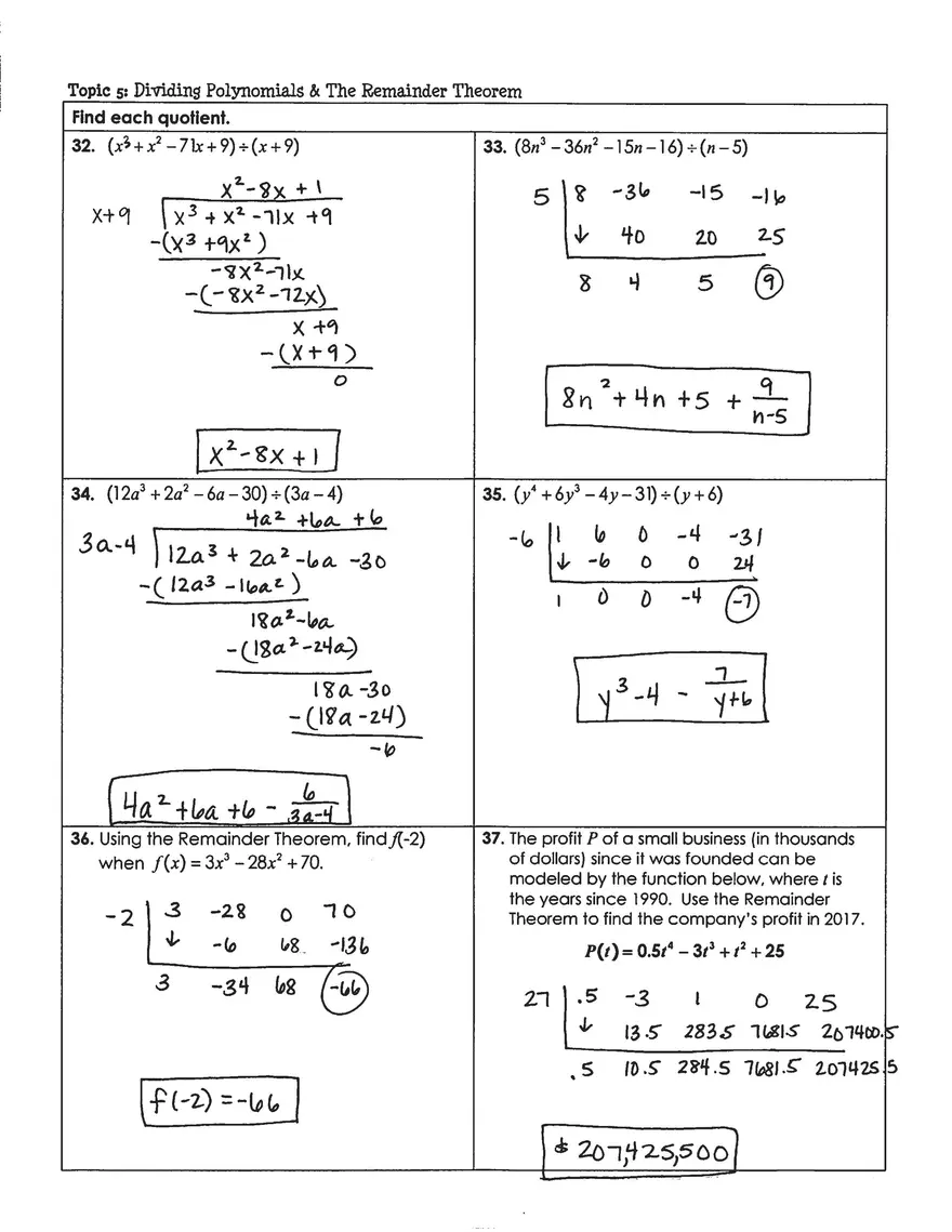 Unit 5 Test Polynomial Functions - Page 4