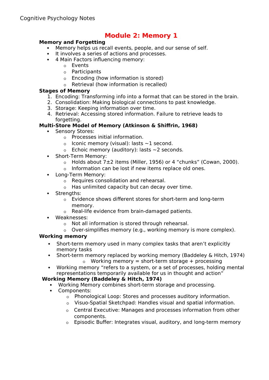 Module 2 Memory 1 - Page 1