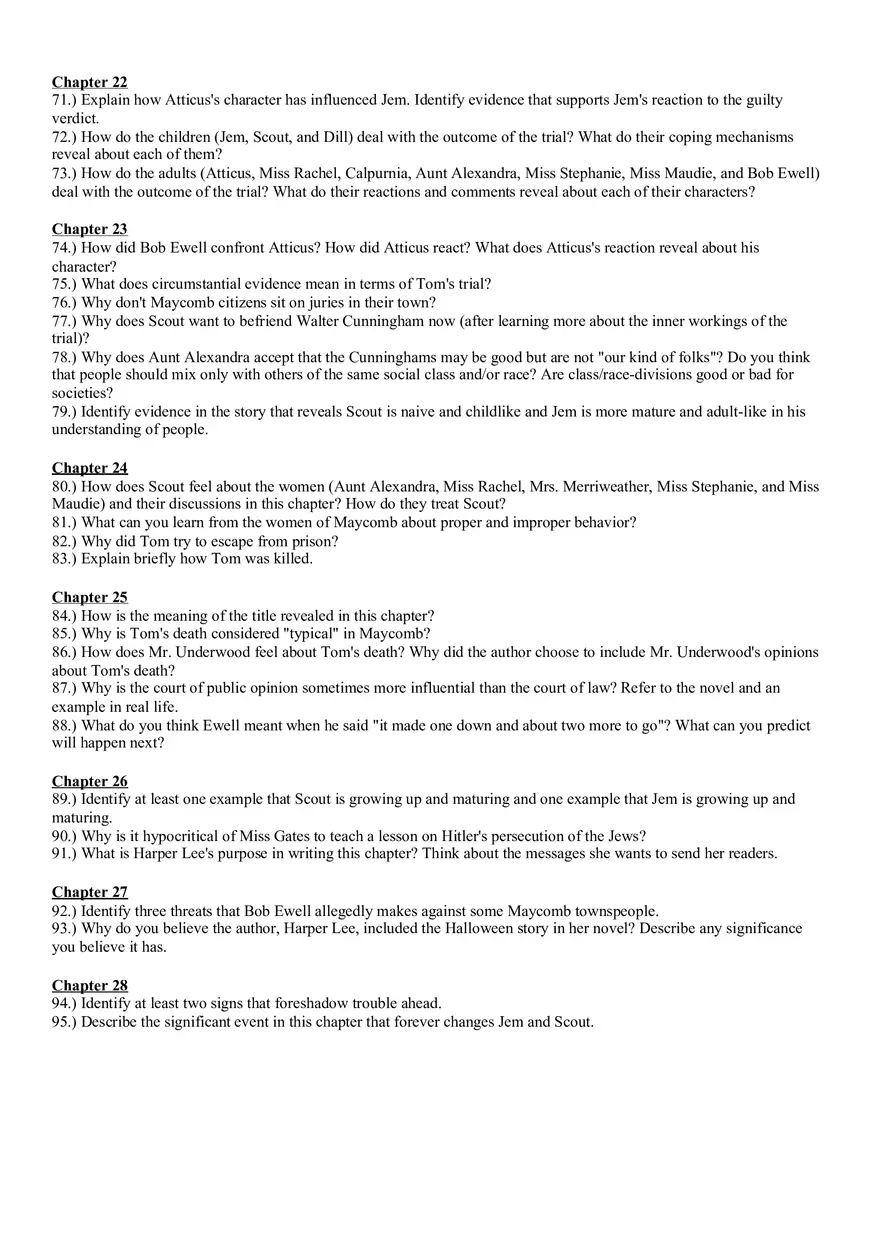 To Kill a Mockingbird Chapters 1-31 Questions - Page 4