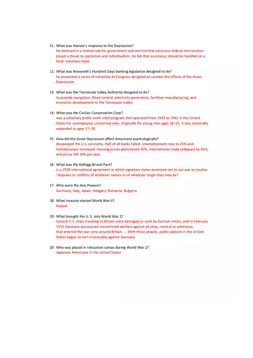 History Of The United States Since 1877 Final Study Sheet - Page 2