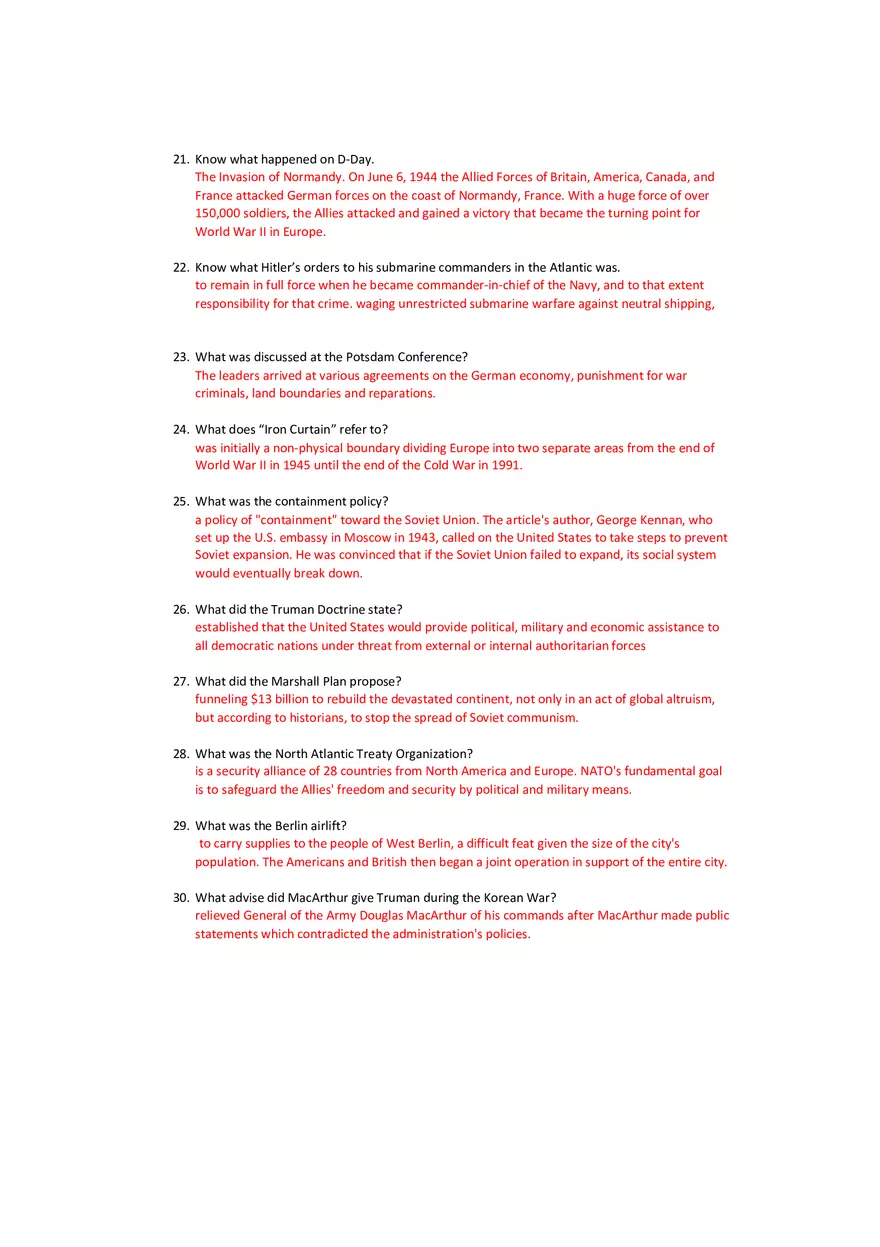 History Of The United States Since 1877 Final Study Sheet - Page 3