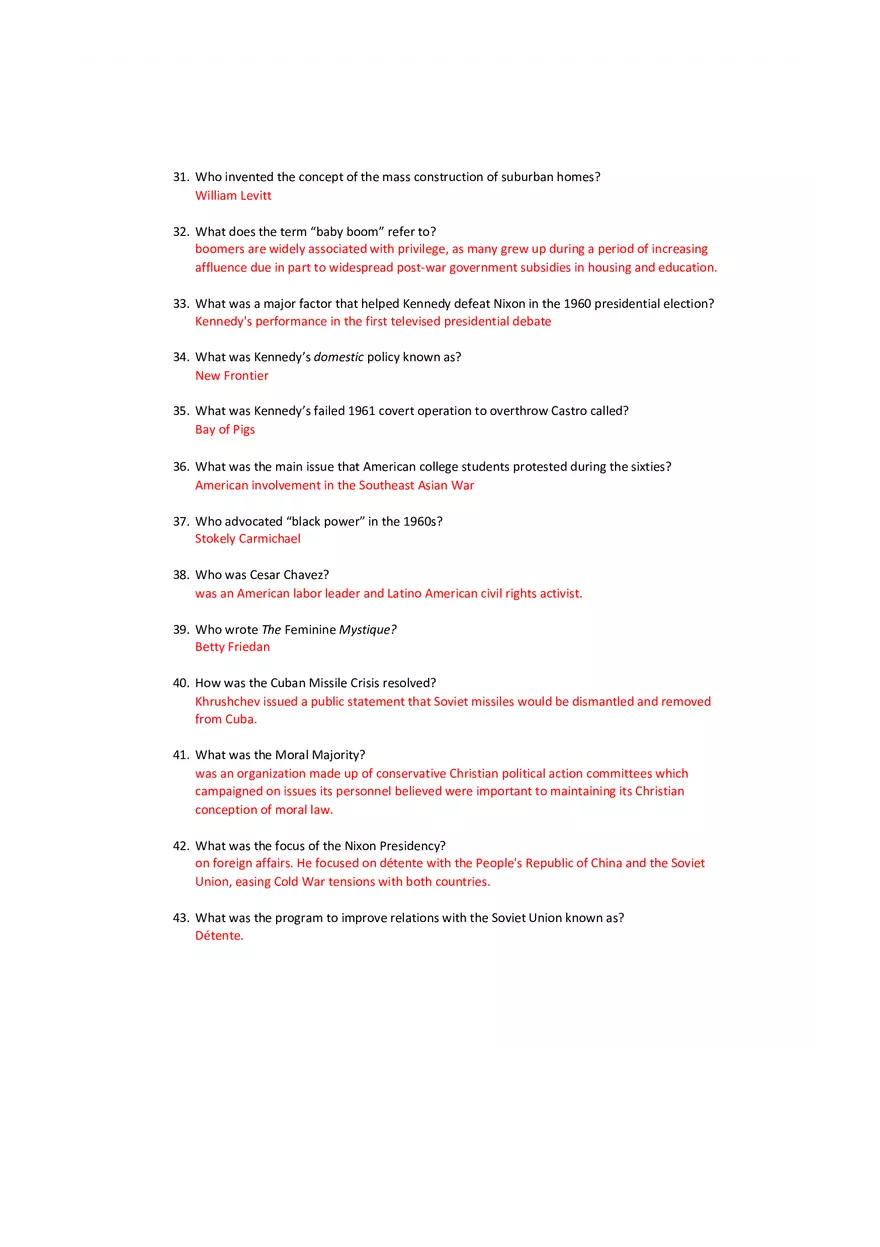 History Of The United States Since 1877 Final Study Sheet - Page 4