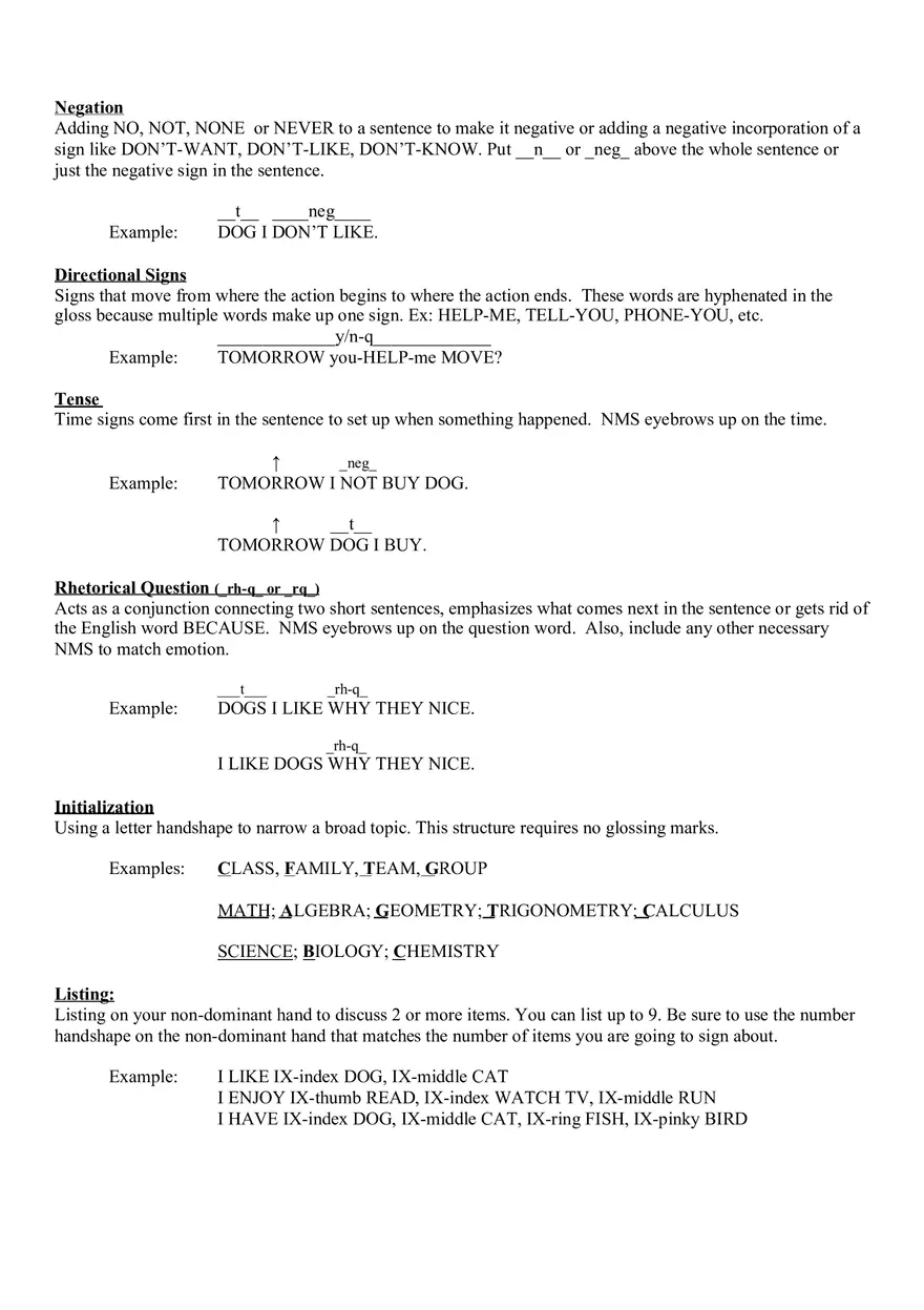 Grammar Rules - Information About ASL - Page 3