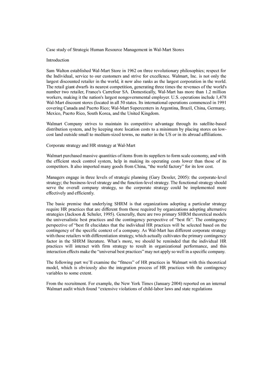 Walmart Case Solution - Page 1