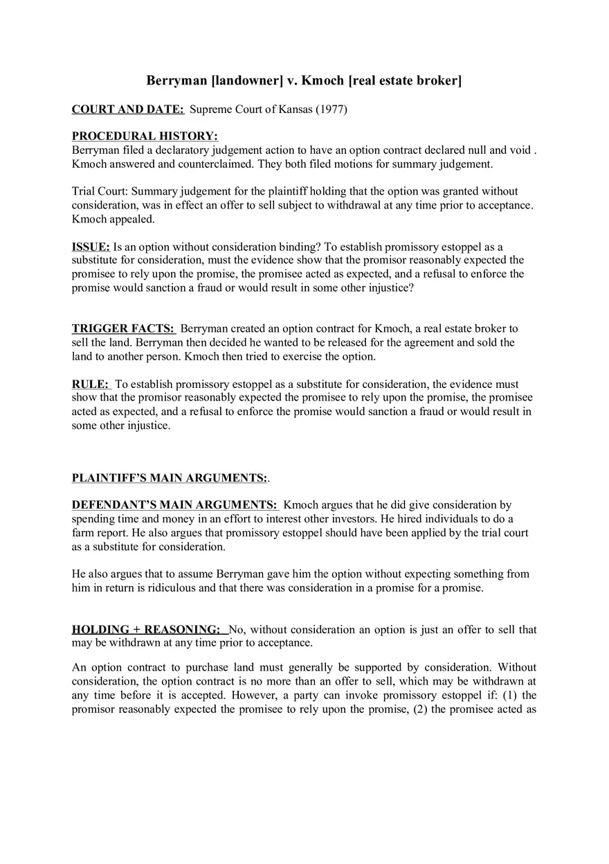 Berryman v. Kmoch - Brief - Page 1