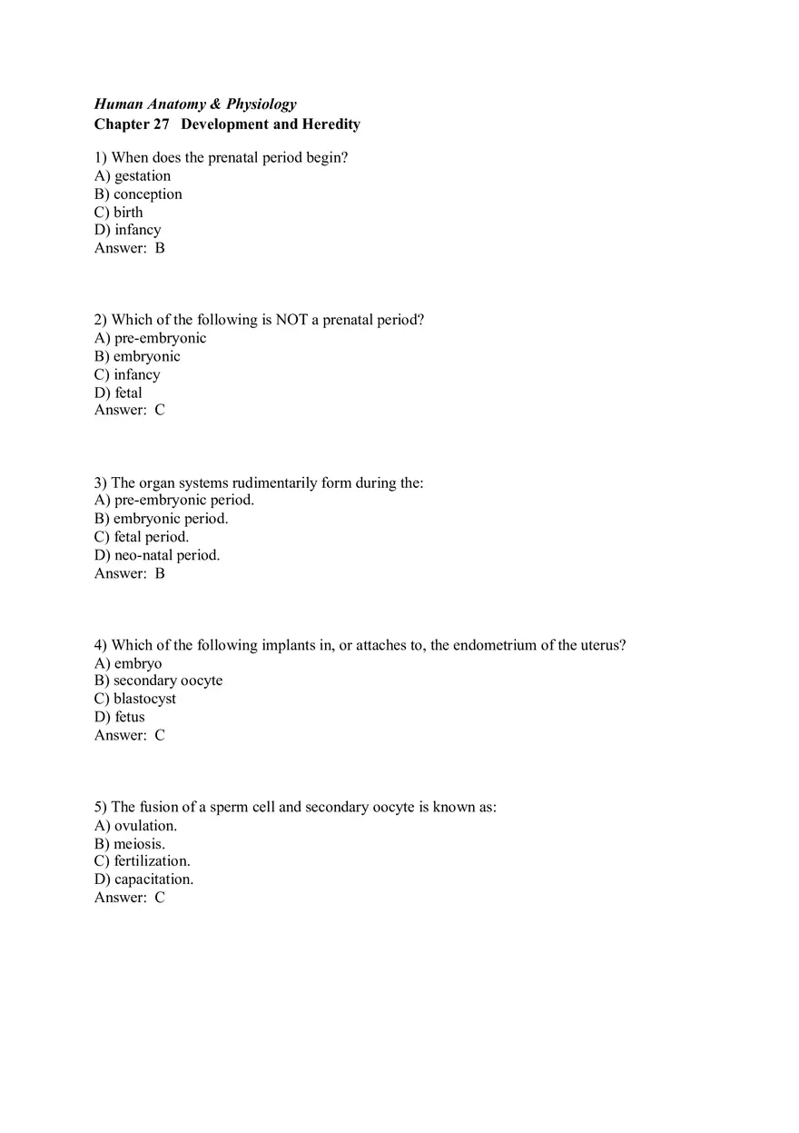Answers Development and Heredity Part 1 - Page 1