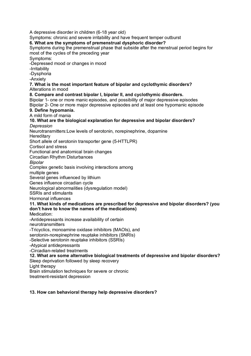 Abnormal Psychology Study Guide Exam 1 Overview 2 - Page 7
