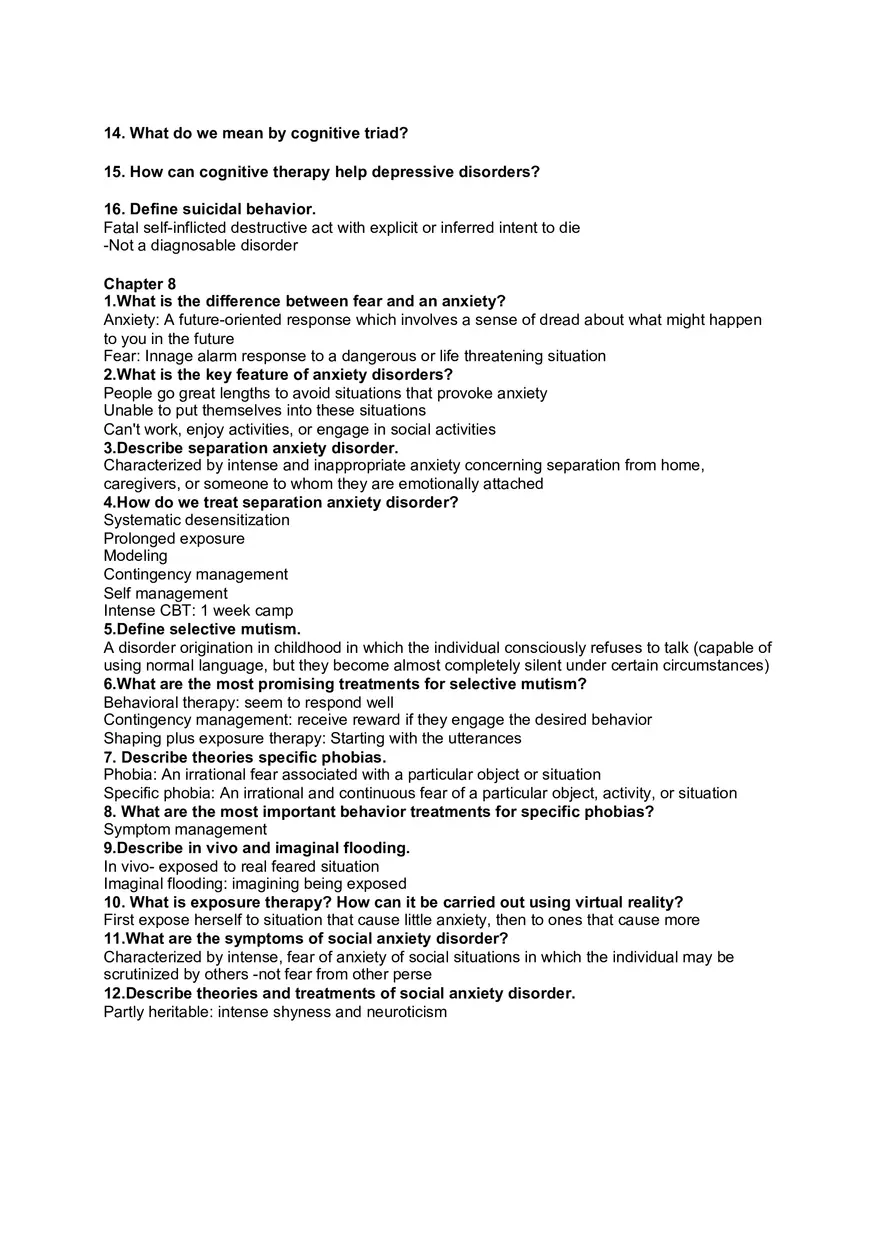 Abnormal Psychology Study Guide Exam 1 Overview 2 - Page 8