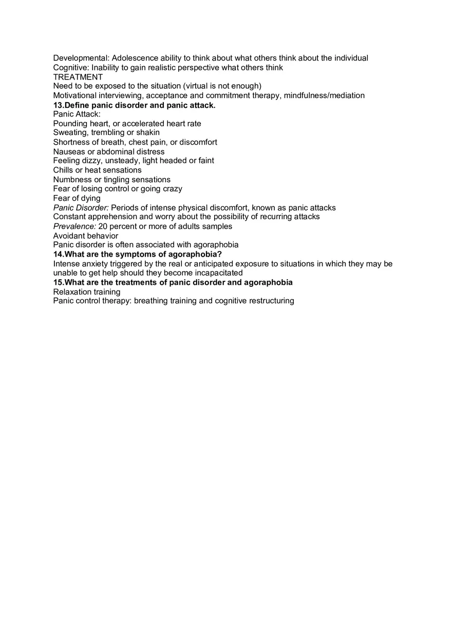 Abnormal Psychology Study Guide Exam 1 Overview 2 - Page 9