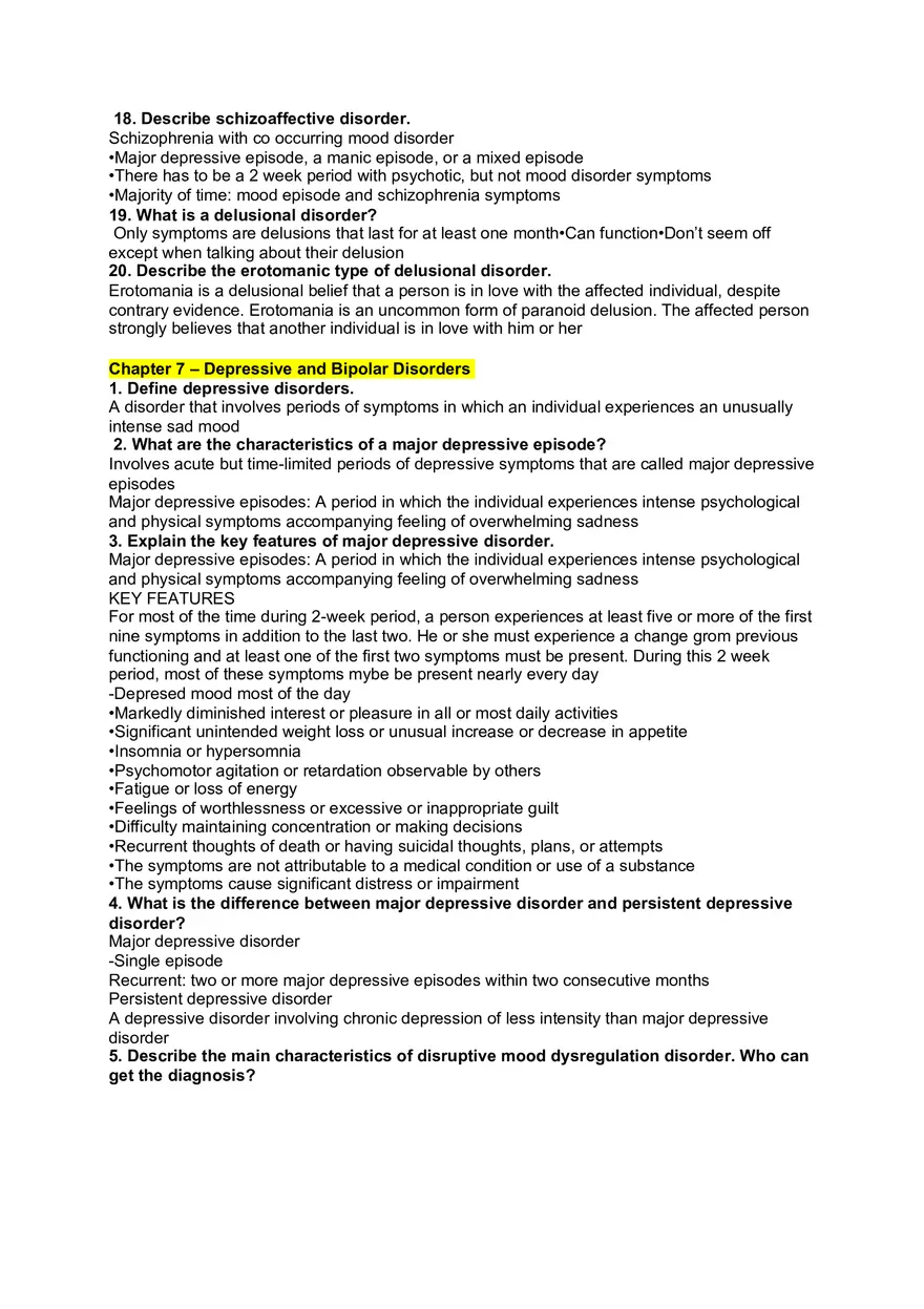 Abnormal Psychology Study Guide Exam 1 Overview 2 - Page 6