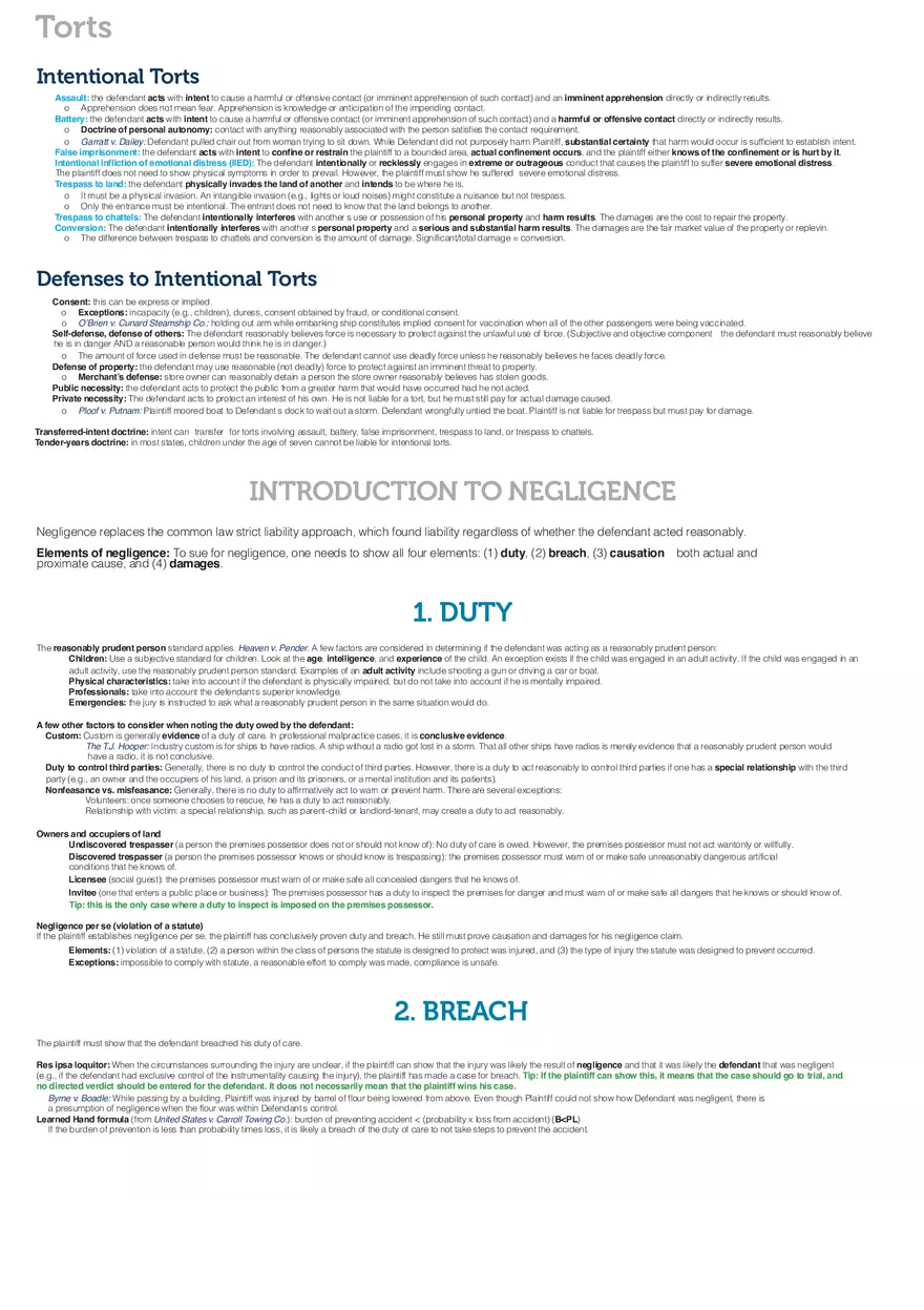 Torts Approsheet Road Map - Page 1