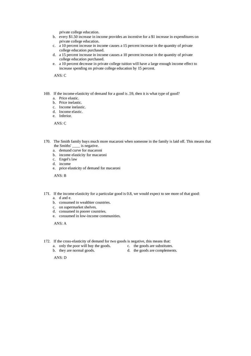 Price Elasticity of Demand and Supply Answer Key Part 4 - Page 7