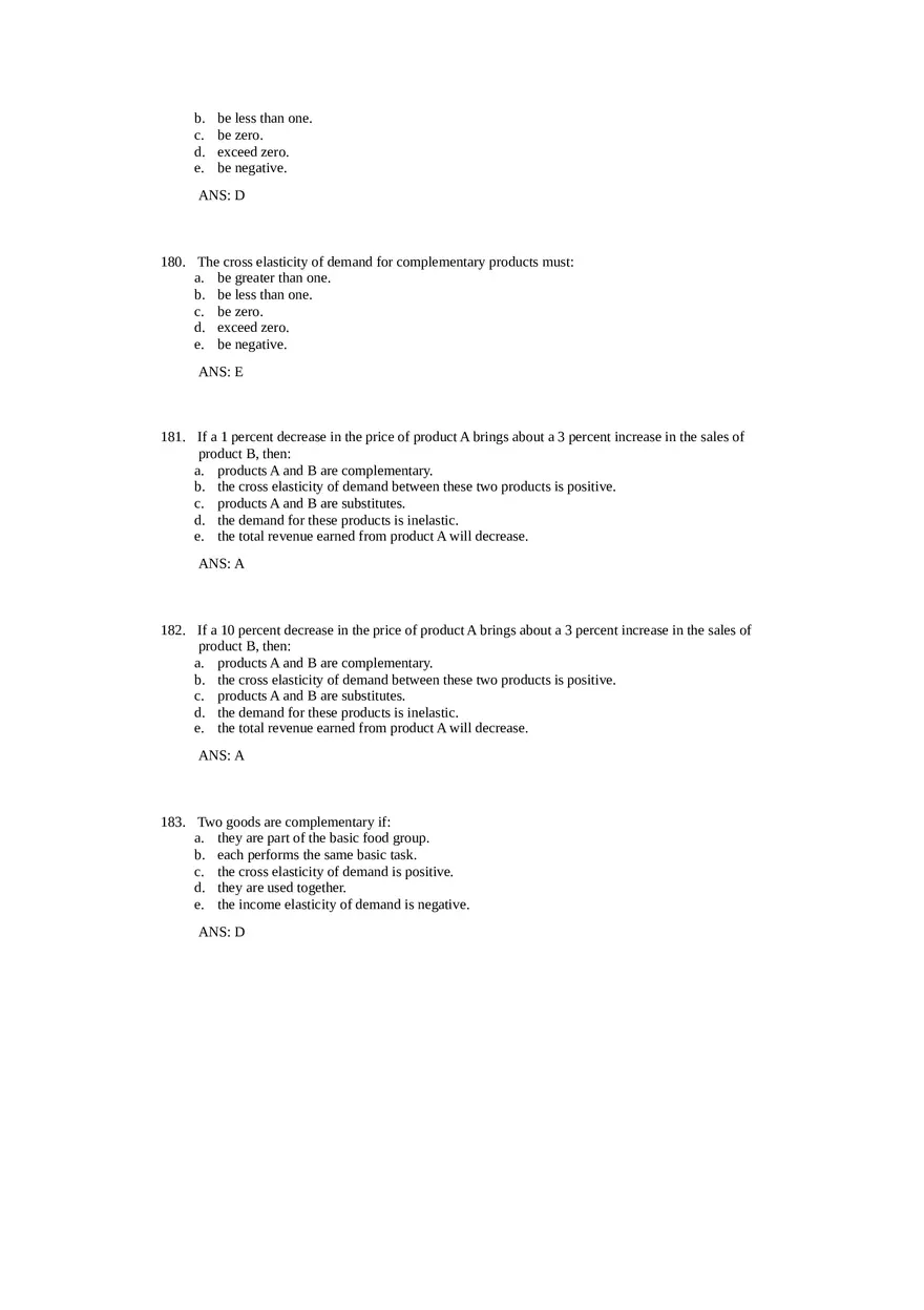 Price Elasticity of Demand and Supply Answer Key Part 4 - Page 9