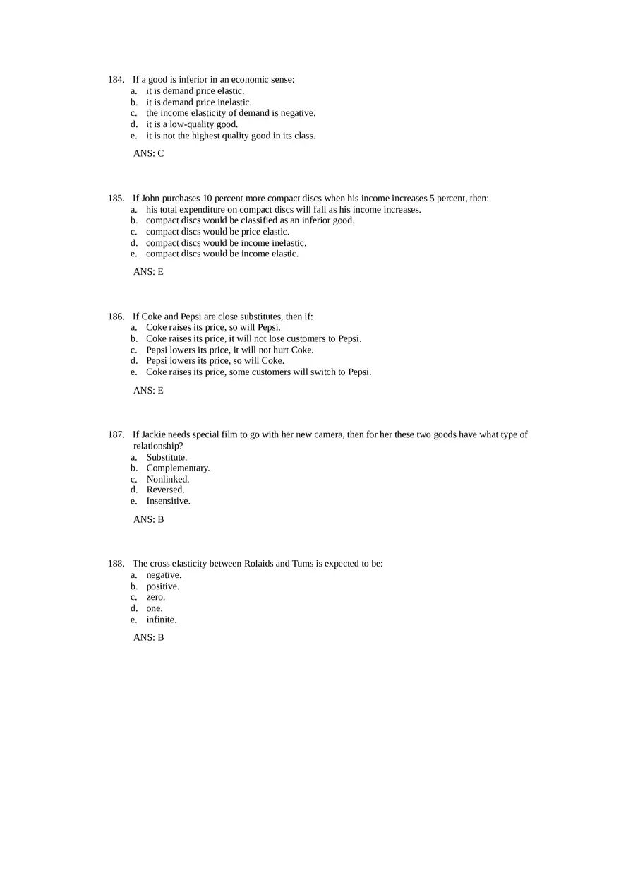 Price Elasticity of Demand and Supply Answer Key Part 4 - Page 10