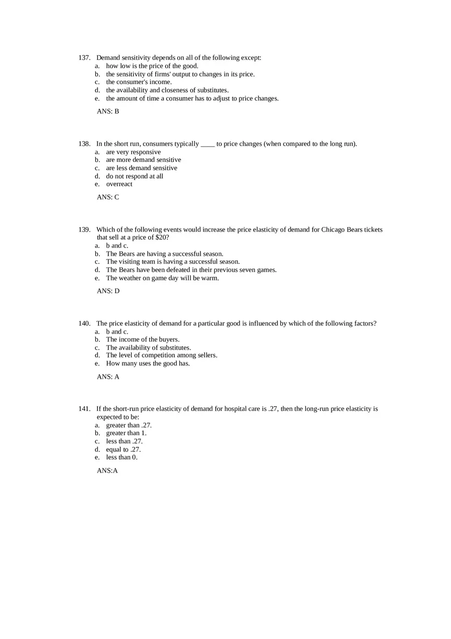 Price Elasticity of Demand and Supply Answer Key Part 4 - Page 1