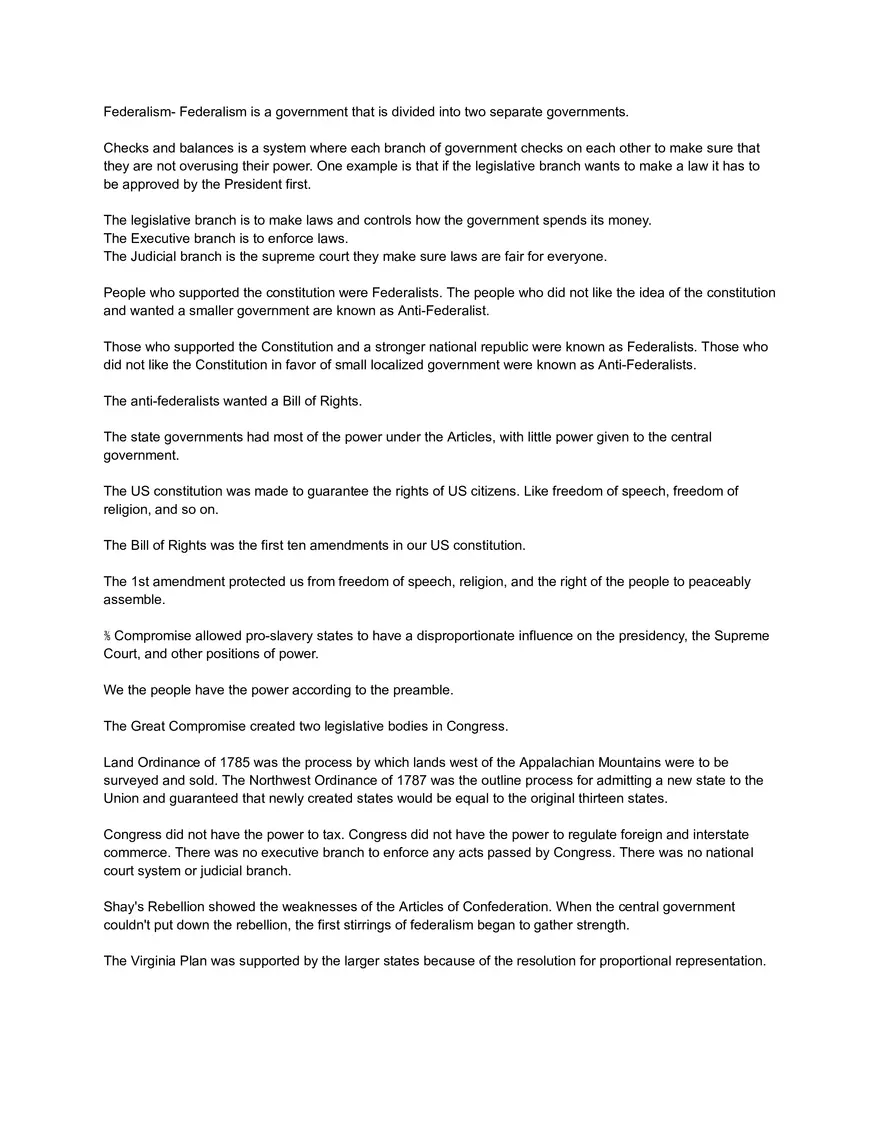 S.S Study Sheet - Page 1