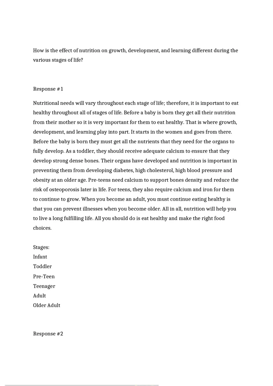 How is the Effect of Nutrition on Growth Discussion - Page 1