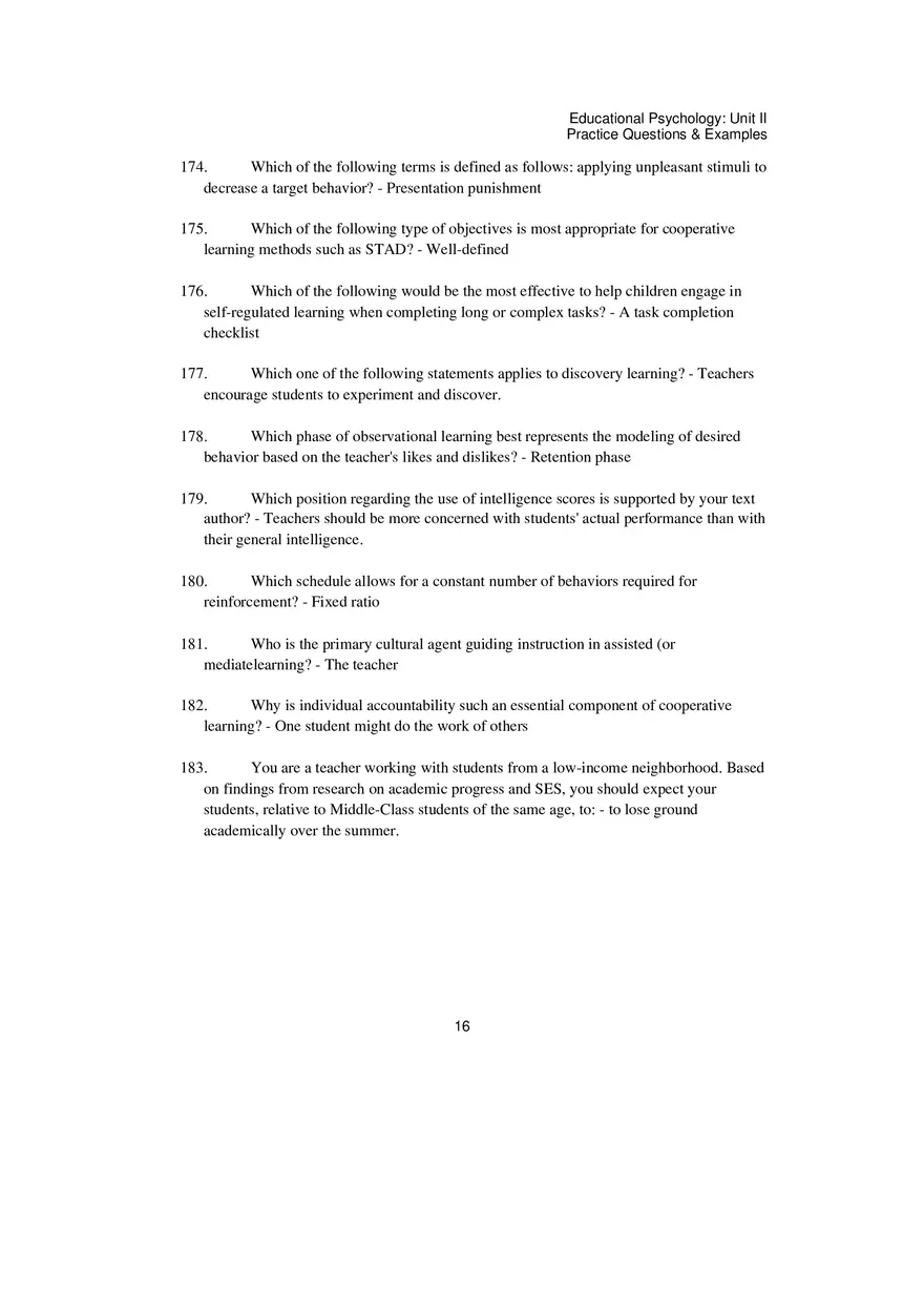 Educational Psychology Unit 2 Practice Test - Page 8