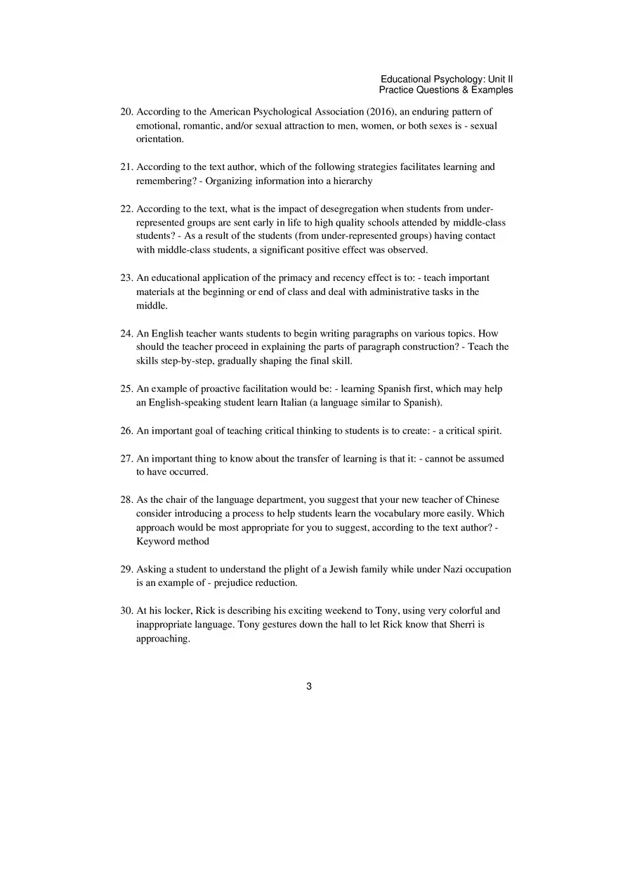 Educational Psychology Unit 2 Practice Test - Page 9