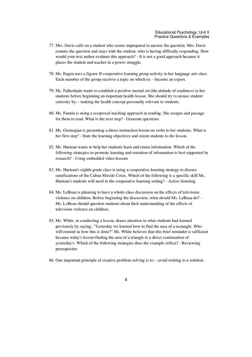 Educational Psychology Unit 2 Practice Test - Page 14