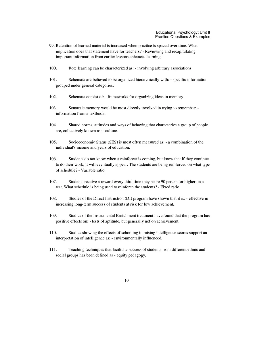 Educational Psychology Unit 2 Practice Test - Page 16