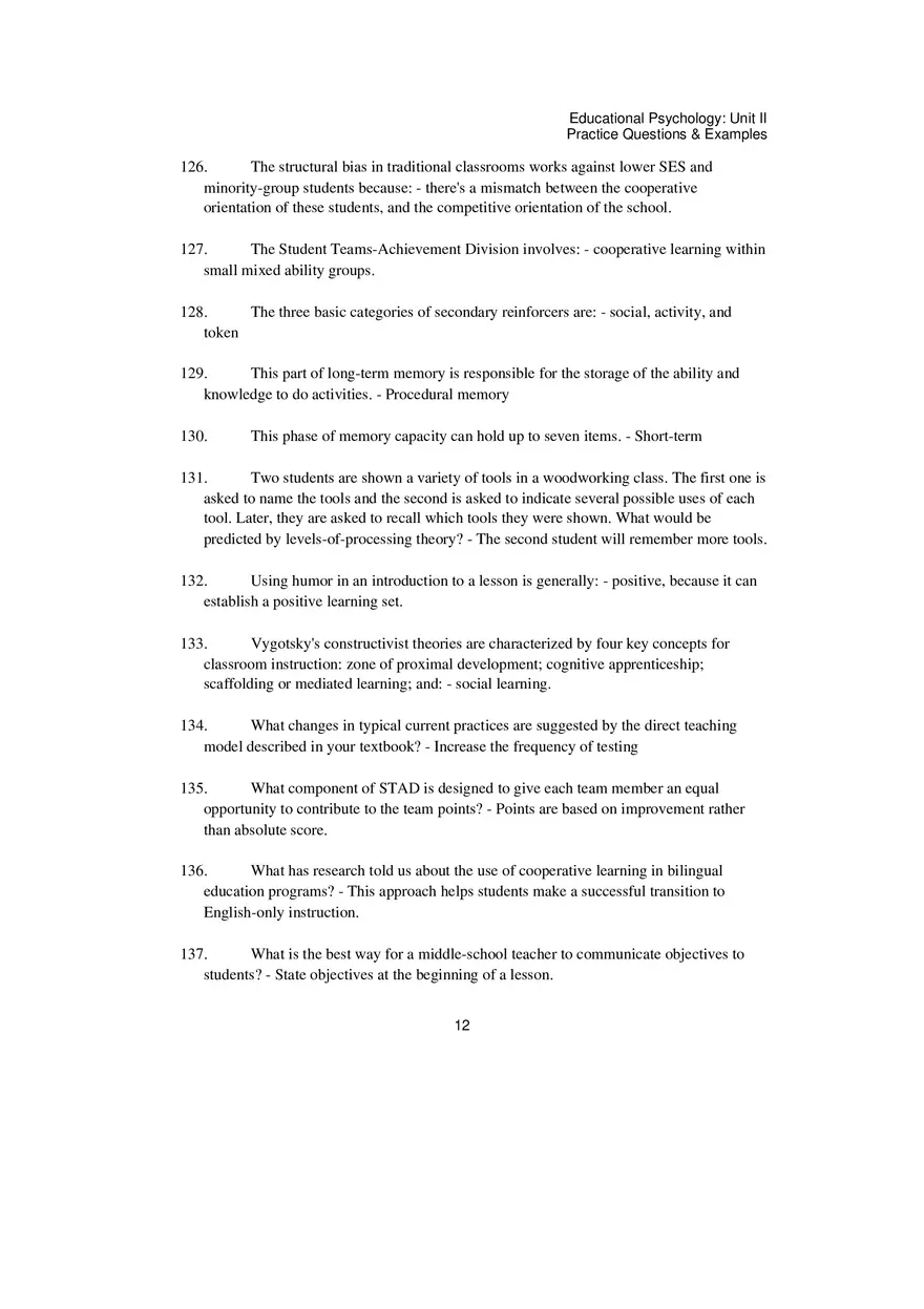 Educational Psychology Unit 2 Practice Test - Page 4