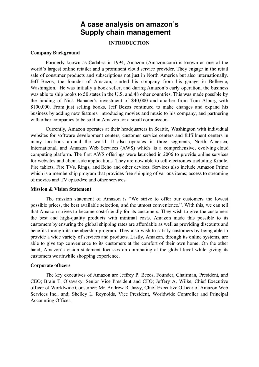 Amazon Case Analysis - Page 1