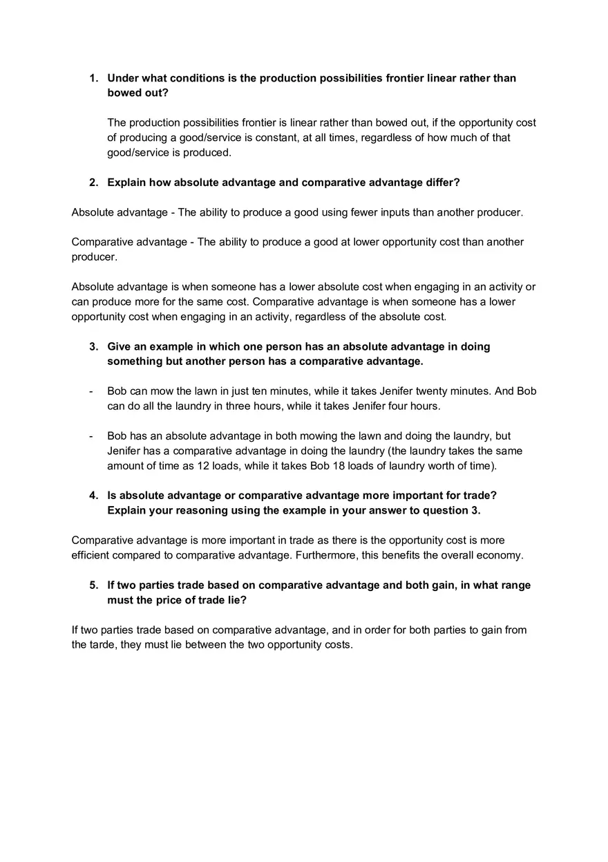 Economics - Assignment #3 Answers - Page 1
