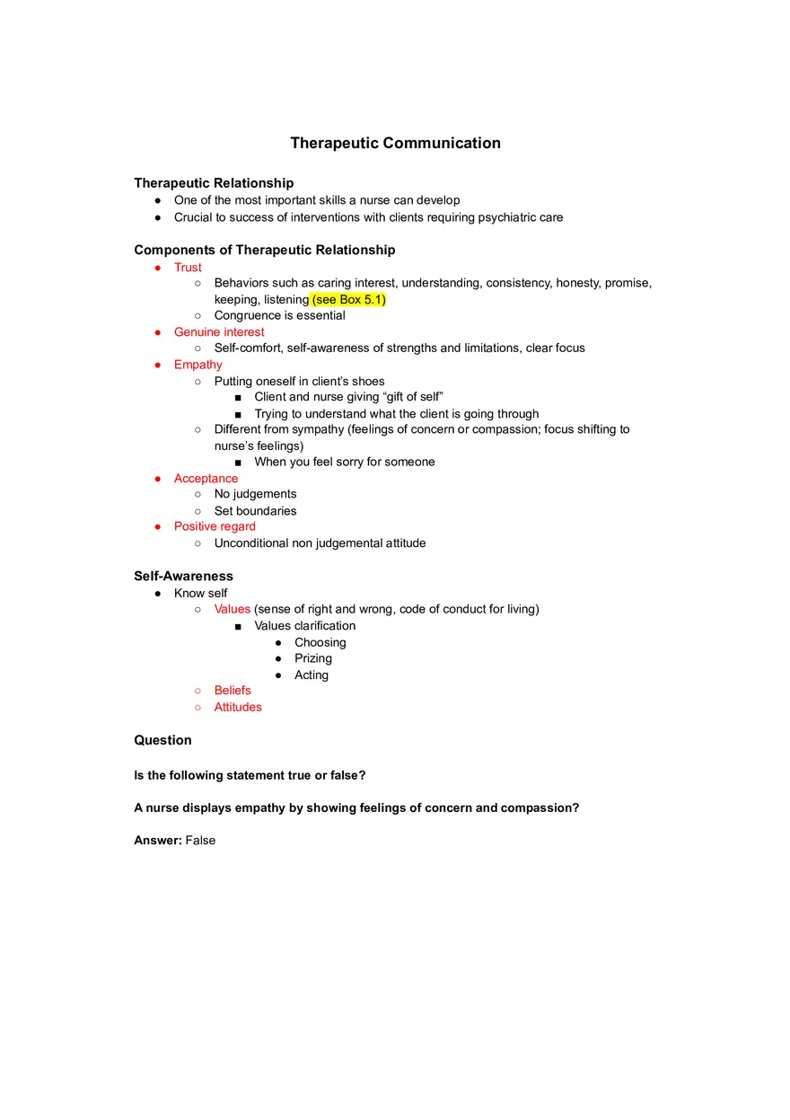 Therapeutic Communication - Page 1