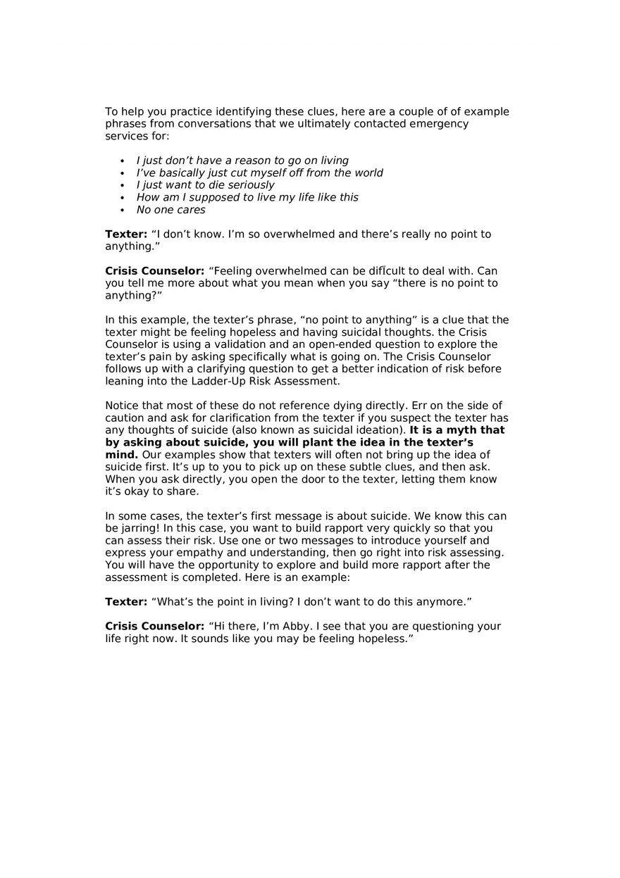 Exploring and Identifying the Precipitating Event in Crisis Intervention - Page 16
