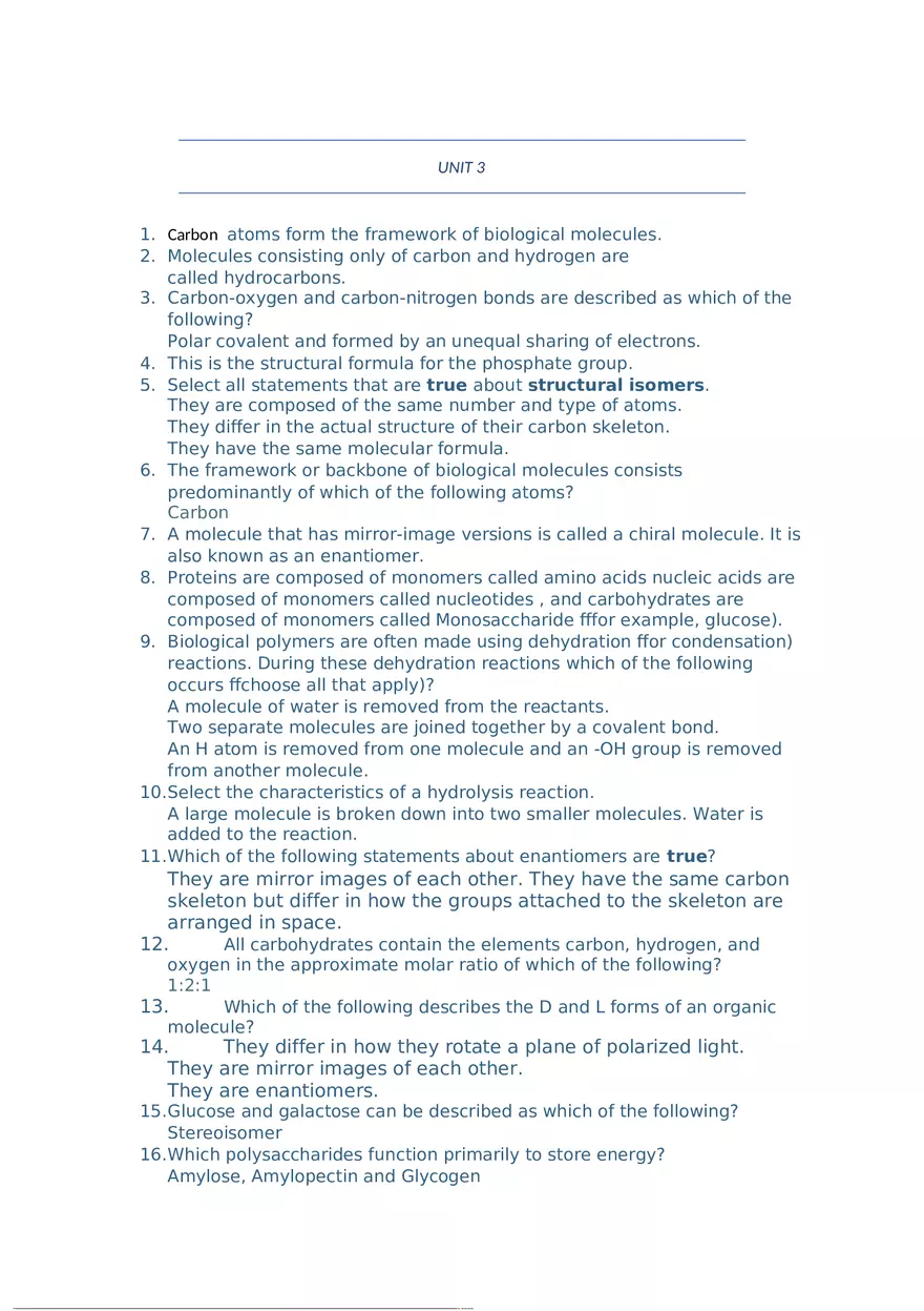 Carbon Atoms Answers - Page 1