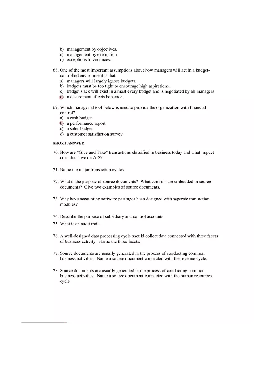 Accounting Information System Answer Key Chapter 2 - Page 7