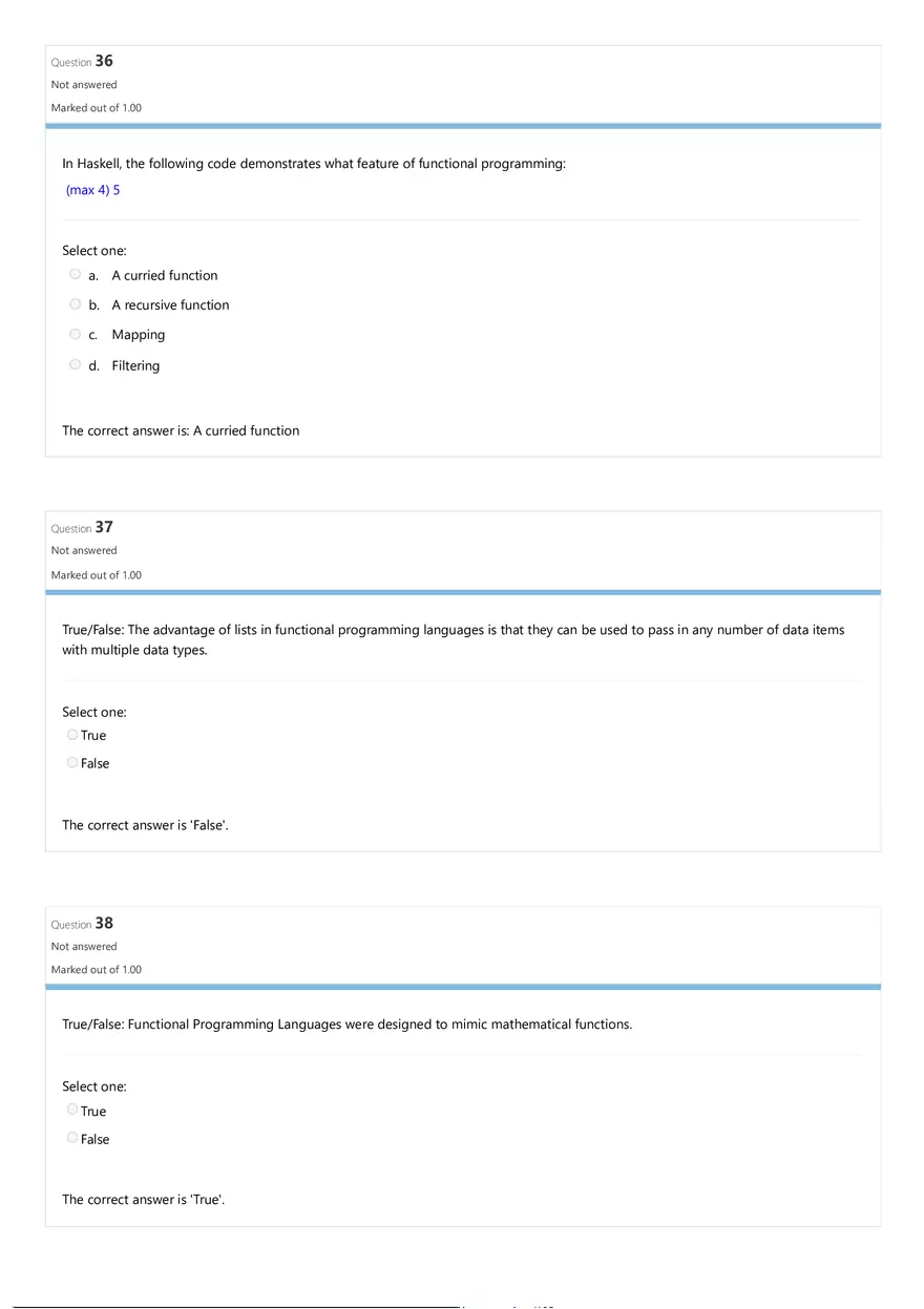 Comparative Programming Languages Review Quiz Attempt Review - Page 7