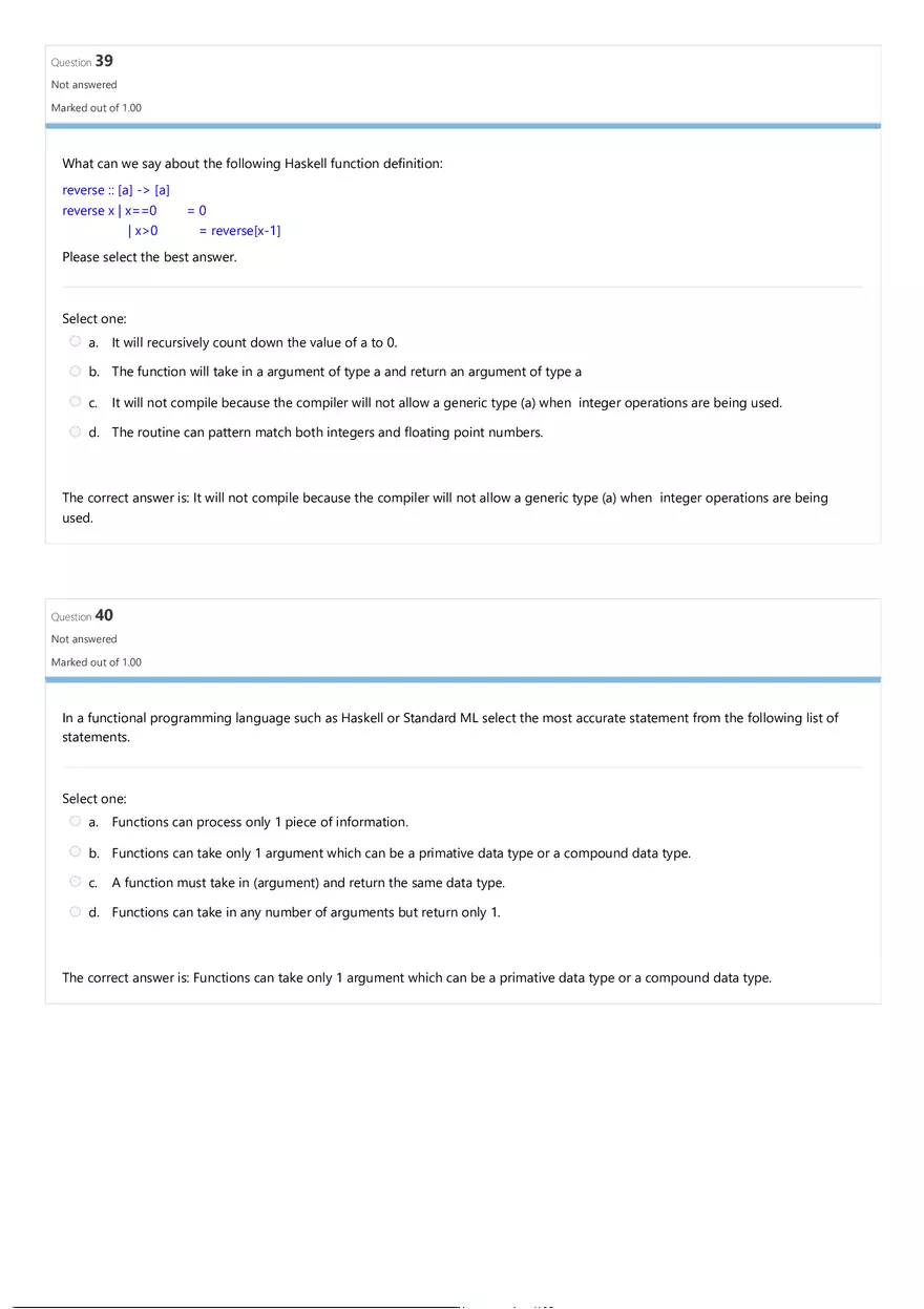 Comparative Programming Languages Review Quiz Attempt Review - Page 8