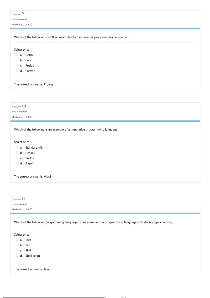 Comparative Programming Languages Review Quiz Attempt Review - Page 12